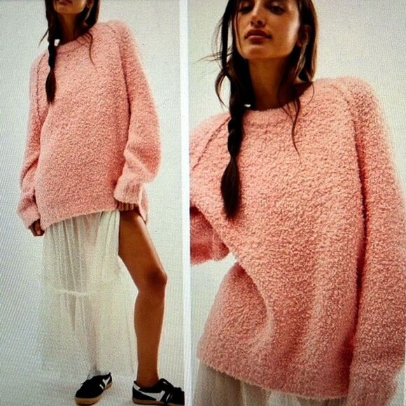 Free People Sweaters - Free People Teddy Sweater Tunic in Pink Rosette Size Large